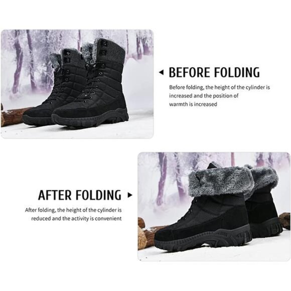 Men\'s Winter Waterproof Snow Boots With Fur Lined Anti Slip Lace main image 5